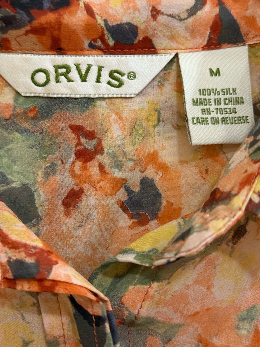 ORVIS Long Sleeve blouse  Multi-color Floral Print Pattern Medium - Picture 5 of 13